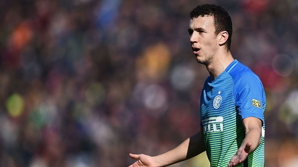 Reaksi Ivan Perisic pada laga saat melawan Bologna. Copyright: © FILIPPO MONTEFORTE/AFP/Getty Images